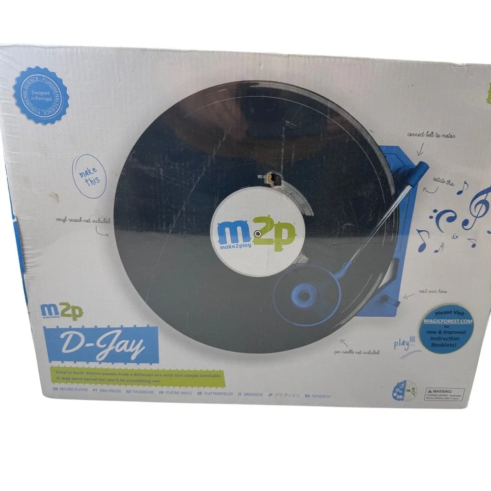Make2Play D-Jay DIY Record Player STEM Building Kit Turntable Blue New